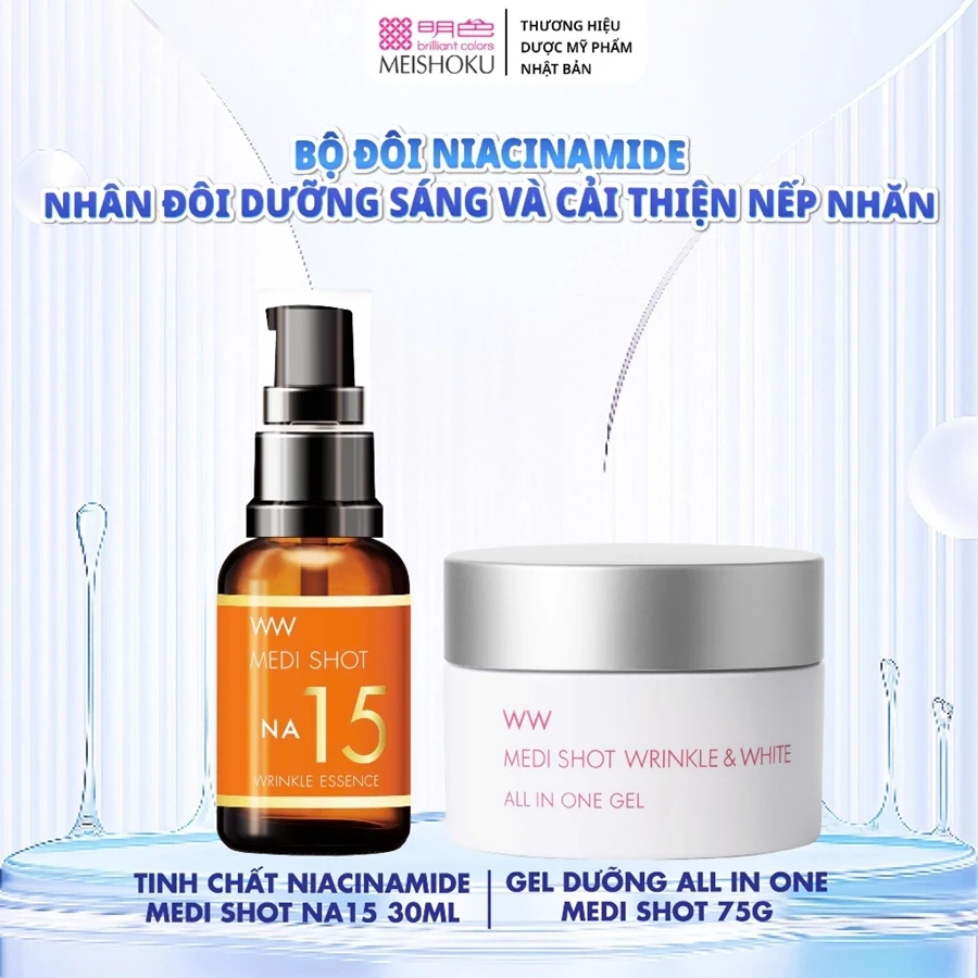 Bộ đôi Niacinamide Nhân đôi dưỡng sáng và cải thiện nếp nhăn (Cho mặt và cổ)