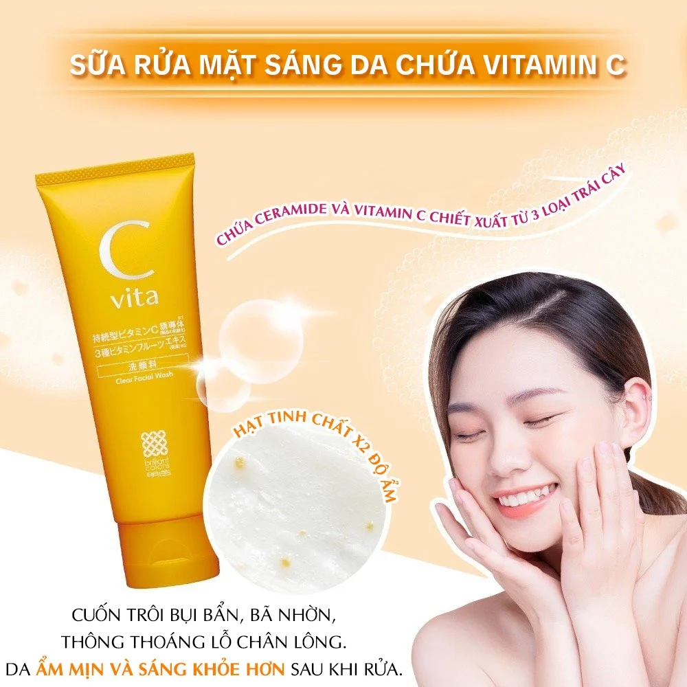 Meishoku C vita Clear Facial Wash - Sữa rửa mặt sáng da Cvita - Ảnh 7