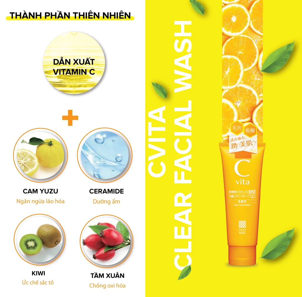 Meishoku C vita Clear Facial Wash - Sữa rửa mặt sáng da Cvita - Ảnh 2