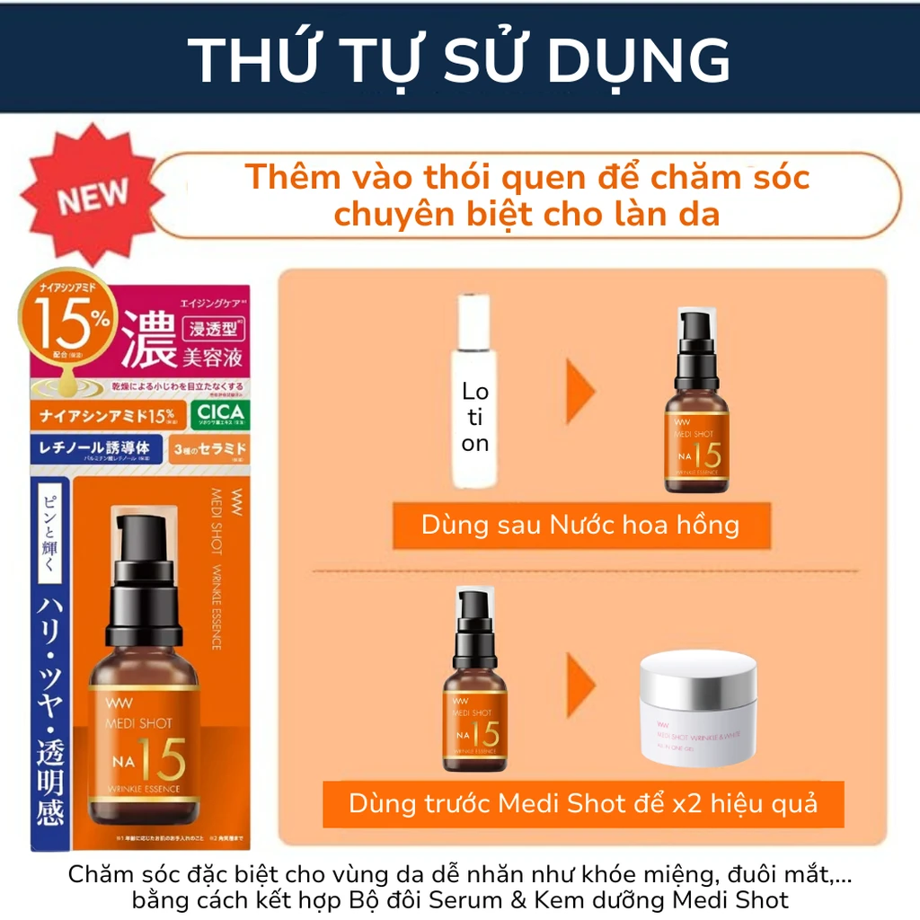 Tinh chất Niacinamide giảm nhăn chuyên sâu Meishoku Medi Shot Na15 - Ảnh 6